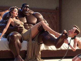 Married Slave Licks Wife's Dirty Feet in Front of Her - Foot Worship