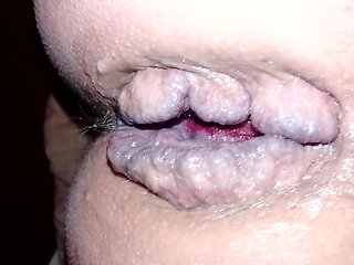 Gaping in the shower with a shampoo bottle