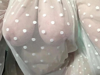 Gorgeous big boobs close-up. MILF saggy tits.