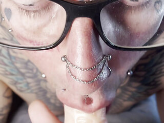 Cock fills his mouth while smoke fills his lungs