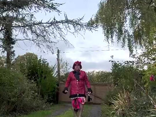 Dressed in a new red and black dress for an evening