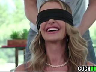Cuckolded hubby brings a BBC for his blindfolded wife