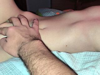 I help my stepsister! Tight pussy masturbation and tit massage