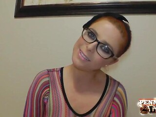 Red-haired beauty Penny Pax gags on big thick dick