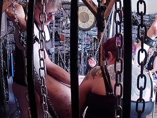 Part 3:- Domina Satana & Lanista Bear teaching pegging video with The Izars
