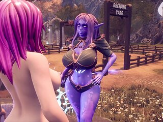 Huge futanari gives an epic cumshot in her mouth