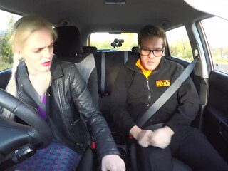 British babe gets her massive tits bounced during a bumpy car ride