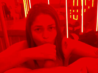 Dominating My Cuckold in Amazon Position in a Nice Neon Lights Room