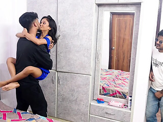Desi teacher and students enjoy steamy threesome with classmates