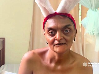 Grandstepmother Wore Her Christmas Bunny Like Outfit so I Can Fuck Her in Her Ass -ai-generated