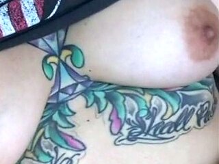 Hot brunette big boobs toying pink pussy