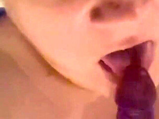Squeezing My Big Boobs Sucking My Dildo