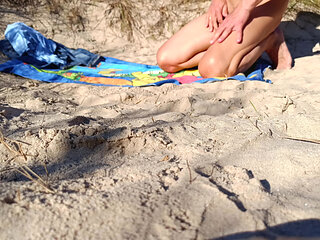 Public masturbation on the beach
