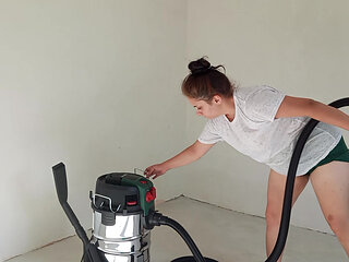 PAWG Girl Vacuum in the House