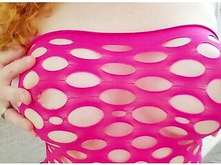 Naughty Stepsister Teases Stepbrother And Oils Her Milk White Tits. Then Her Pink Dildo!