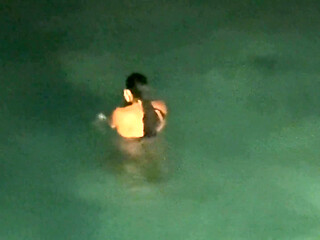 Naked Island Girl Ocean Swimming