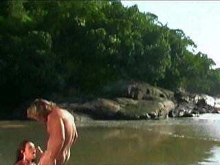Cum Pours Down This Sluts Face, as Her Guy Blows His Load All Over Her