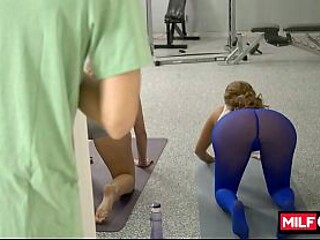Hot MILFs Ryan Keely & Richelle Ryan go wild with Ricky Spanish in the gym