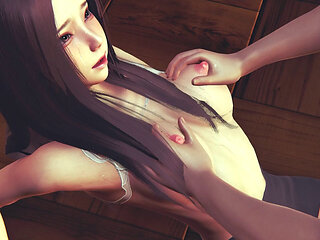 Horny Anime Girl with Big Tits in Stockings - 3D Hentai Animation Featuring Breast Massage and Pussy Licking in Classroom