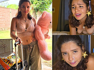 The 18-year-old Latina Asks for the Favor of Staying One Night in the House and Ends up Having Her Face Filled with Cum