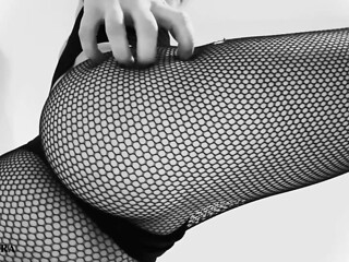 Fishnet Tights Tease in Black and White