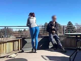 Colombian slut Kylie Amour deep throats and fists my huge cock in public