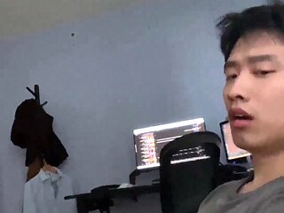 cute asian guy from college cumming and moaning