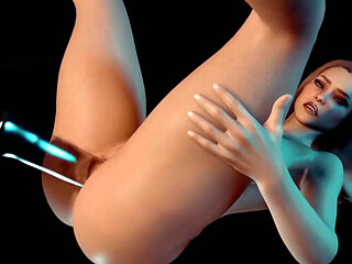 Busty Girl Has Anal Glass Dildo - 3D Porn