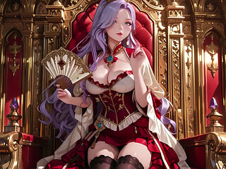Lazy Coronation on the Golden Throne, Red & White Haute Couture is Insane!