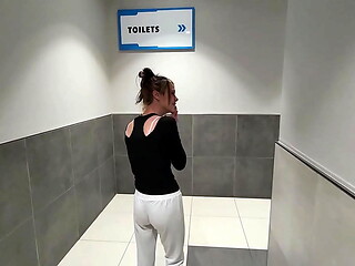 PUBLIC TOILETS FUCK CREAMPIE sneaking into a public toilet