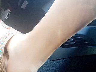 Heavy Traffic Pedal Pumping in Boho Slides: Low-cut Ethnic Dress POV