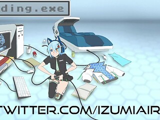 Blue-haired Vtuber gets her toy-filled holes filled with cum