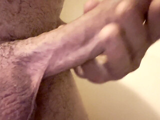 Hard Cock: Solo Man Handjob Before Going to Sleep
