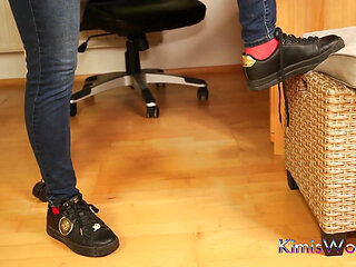 Red Stockings, Sneakers & Dangling Tease