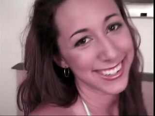 Horny brunette comes home after spring break party to bang an older stud