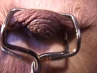 Hot girl gets tiny tits pinned while still gagged