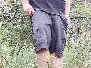 Fat autistic guy jerks & cums in forest pt. 1