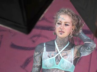 Behind the scenes with strongly tattooed thin female anuskatzz