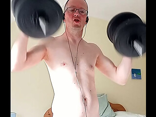 Martyboy working out with weights.