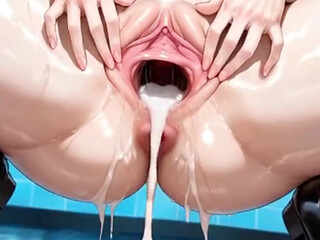 Compilation of Open Pussy Holes Dripping Lots of Cum. Animation Hentai Waifu.
