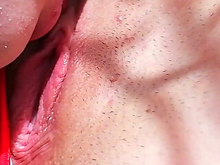 Helped Super Girl to Have Cunnilingus Orgasm Close-up