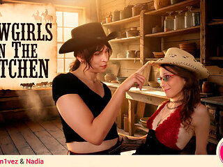 TGIRLS PORN - Two Cowgirl Trans Romance In The Kitchen