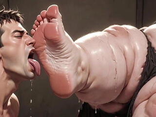 Giant SSBBW Dominates Slave with Foot Licking - Big Feet Worship