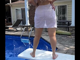 Sexy Dance on Diving Board Sheer Skirt