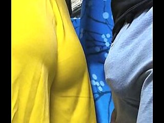 Amateur blonde babe caught in a public bus situation