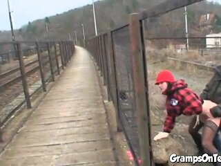 Filthy teen whore fucks old man