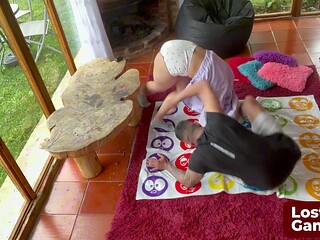 Amelia and Lucas Spin and Spiral into a Steamy Strip Twister Tease with Provocative Striptease by LostB