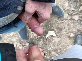 Old Man Fucks My Foreskin - Enjoying Uncut Cock - Cum on Uncut Dick