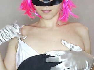 Private Moment: My Big Tits and Kitten Mask Making Magic Happen