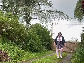 Dressed in a little plaid skirt for a night out